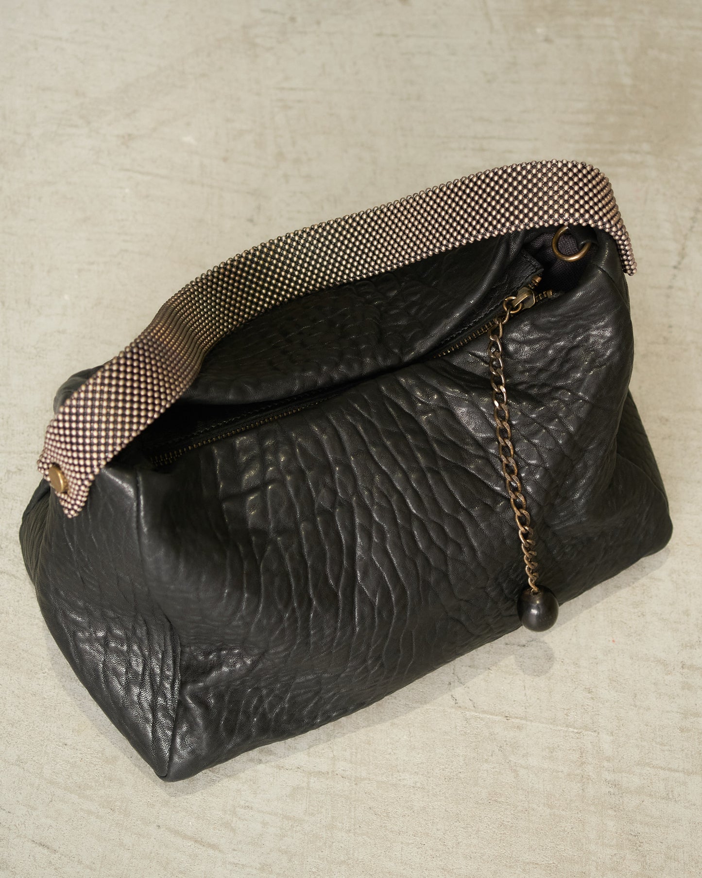 Black Leather Paula Chain Bag