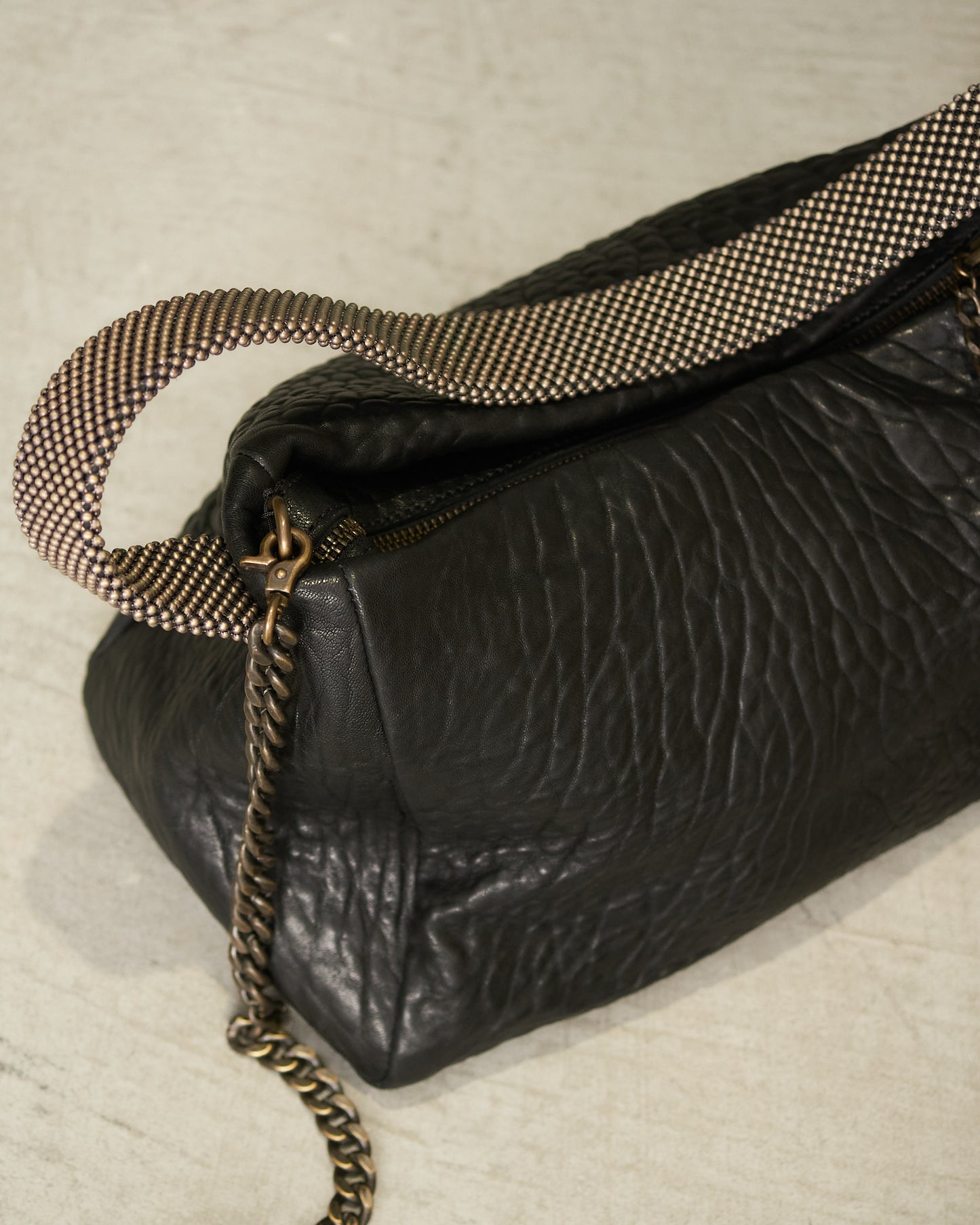 Black Leather Paula Chain Bag