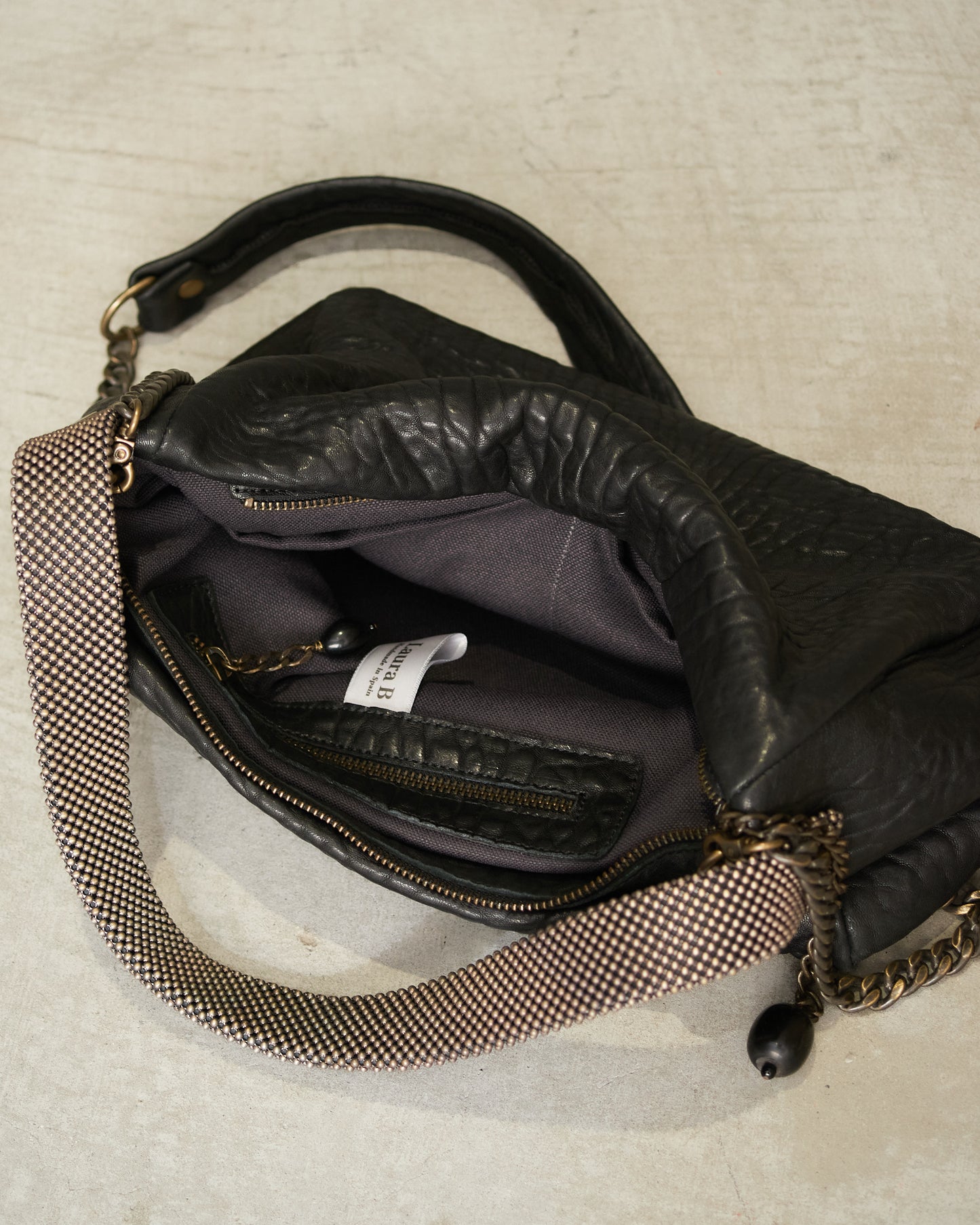 Black Leather Paula Chain Bag