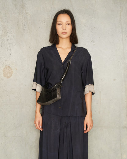Black Patrizia Pleated Baguette Bag