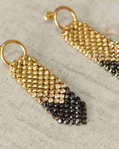 Gold Black Gracious Arrow Earrings
