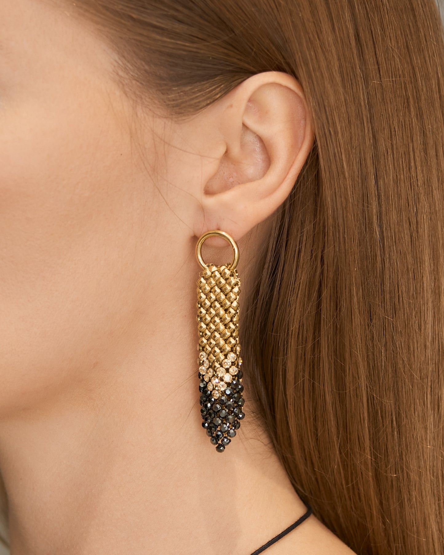 Gold Black Gracious Arrow Earrings