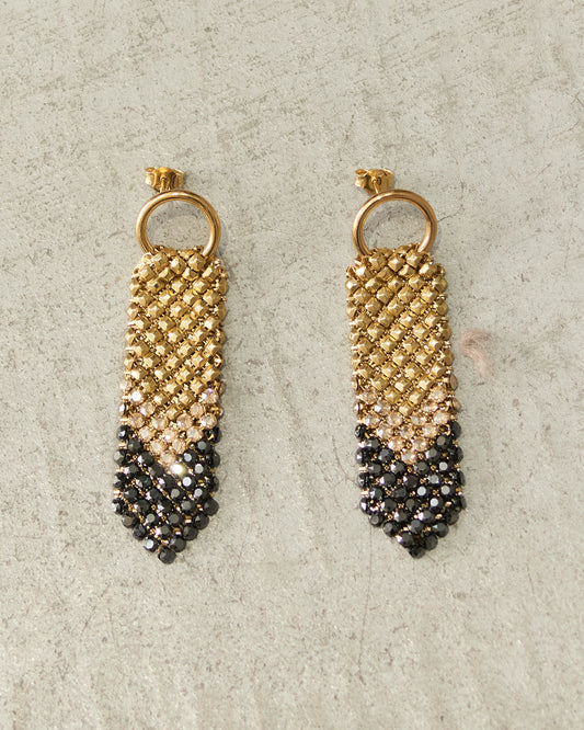 Gold Black Gracious Arrow Earrings
