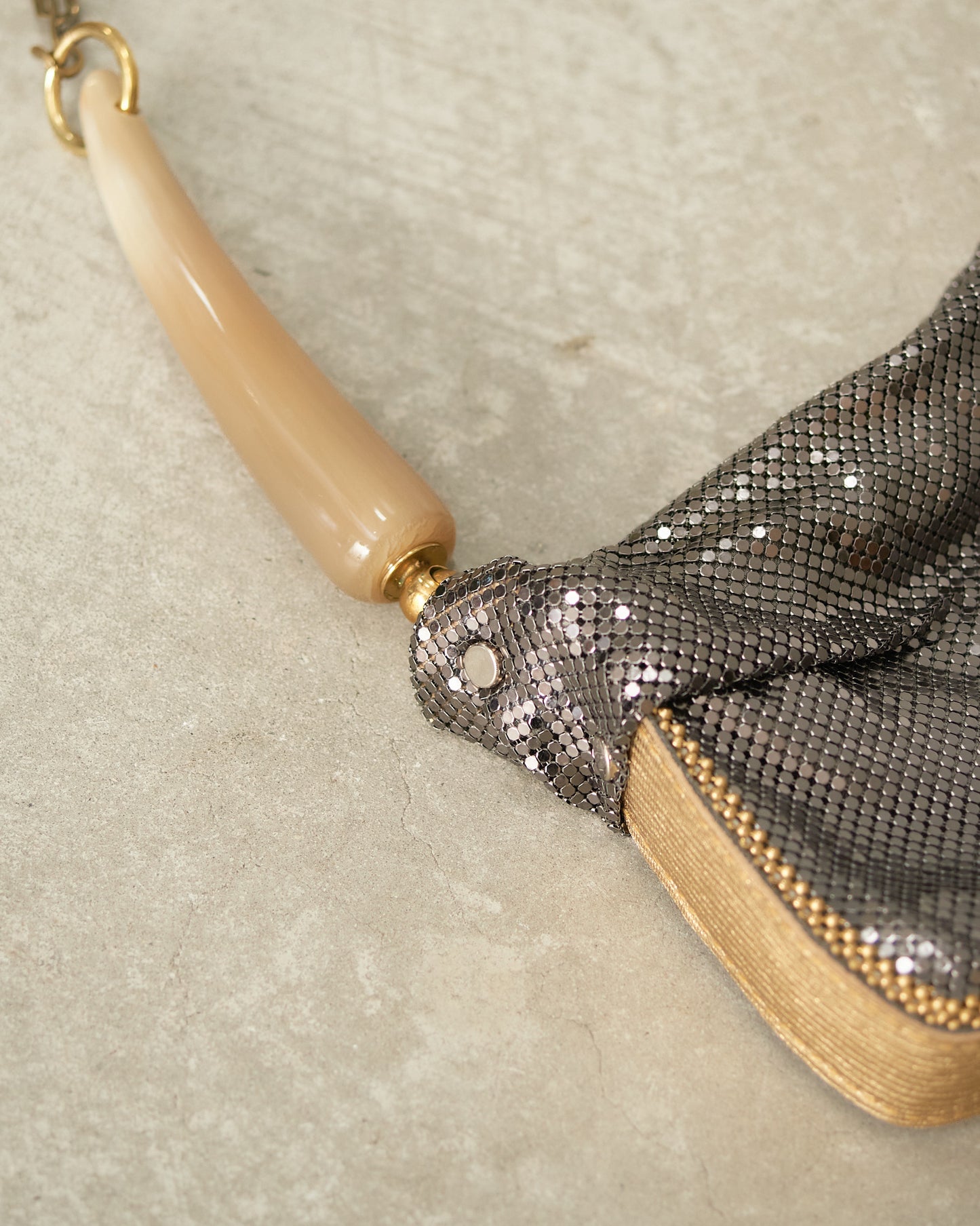 Gold Petra Pleated Baguette Bag