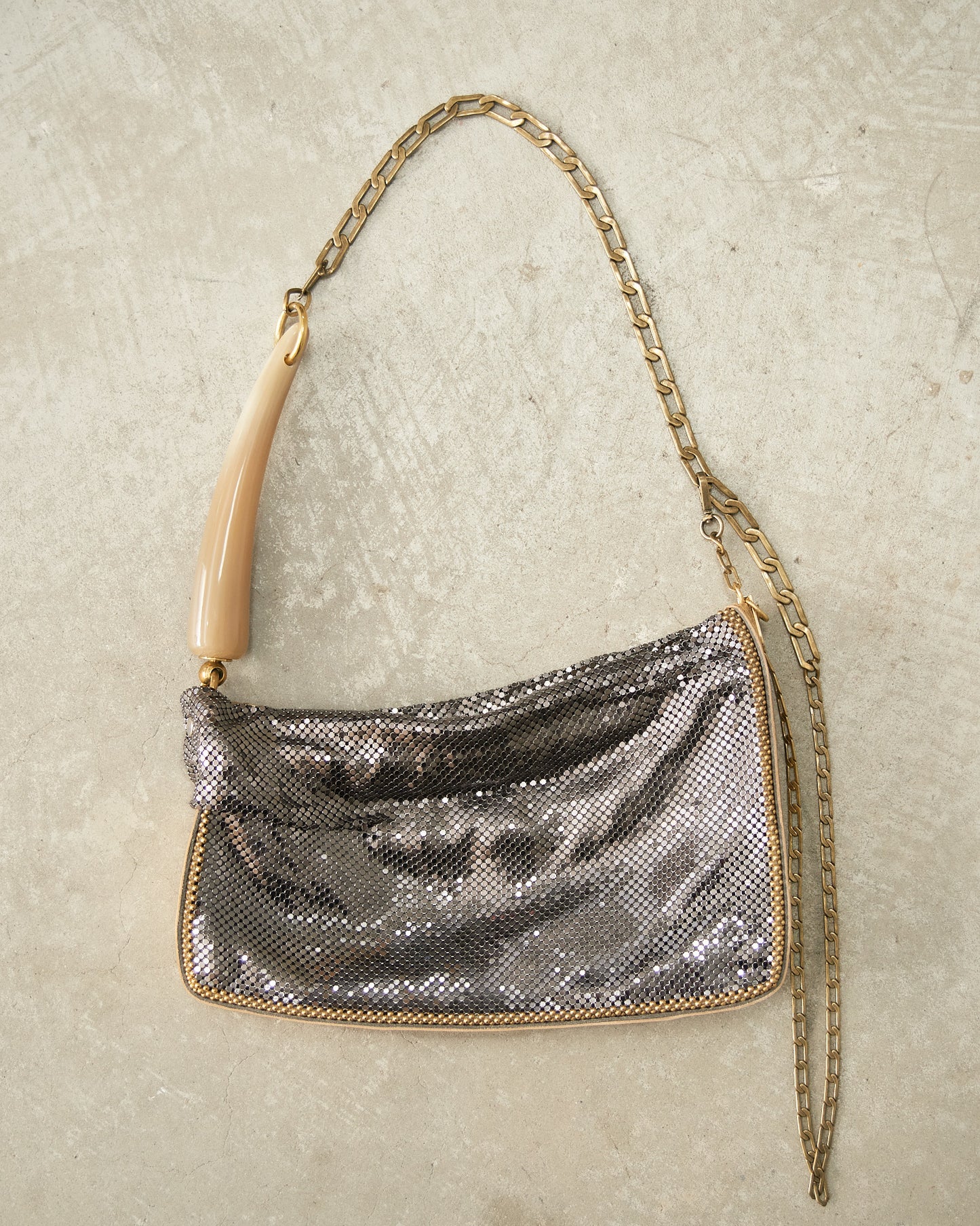 Gold Petra Pleated Baguette Bag