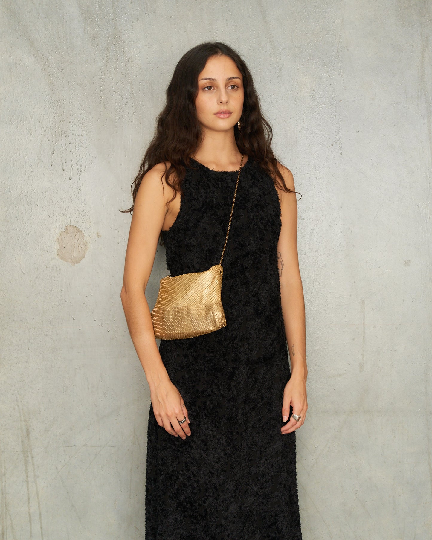 Matte Gold Ana Disco Bag