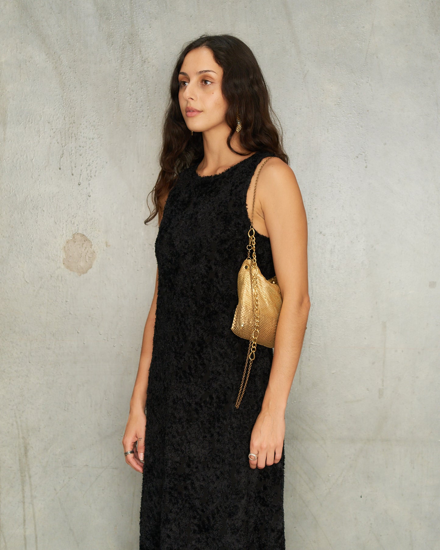 Matte Gold Ana Disco Bag