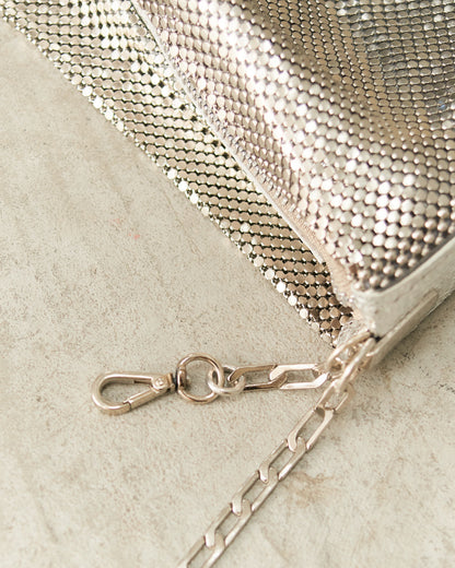 Silver Petra Pleated Baguette Bag