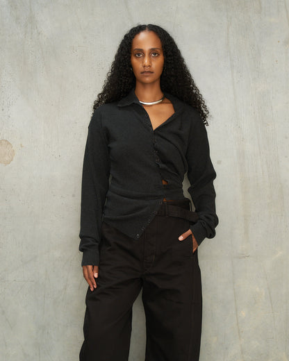 Anthracite Melange Fitted Cardigan