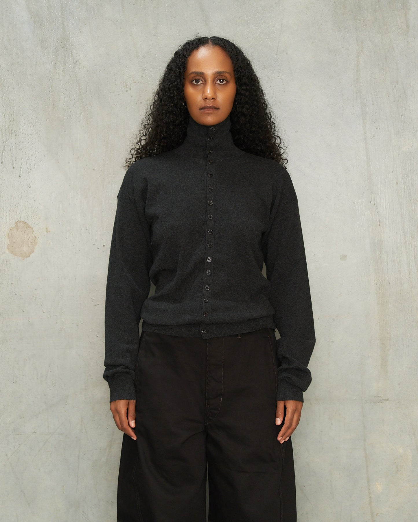 Anthracite Melange Fitted Cardigan