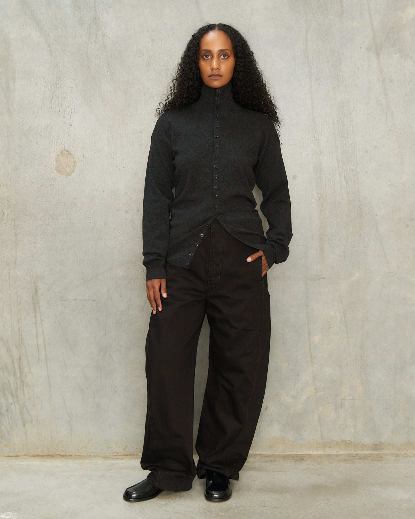 Anthracite Melange Fitted Cardigan