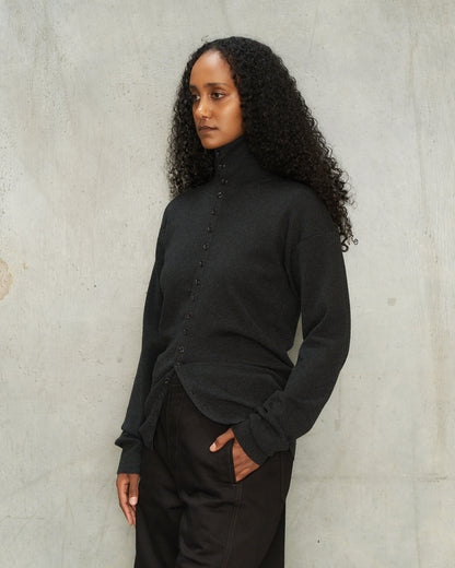 Anthracite Melange Fitted Cardigan