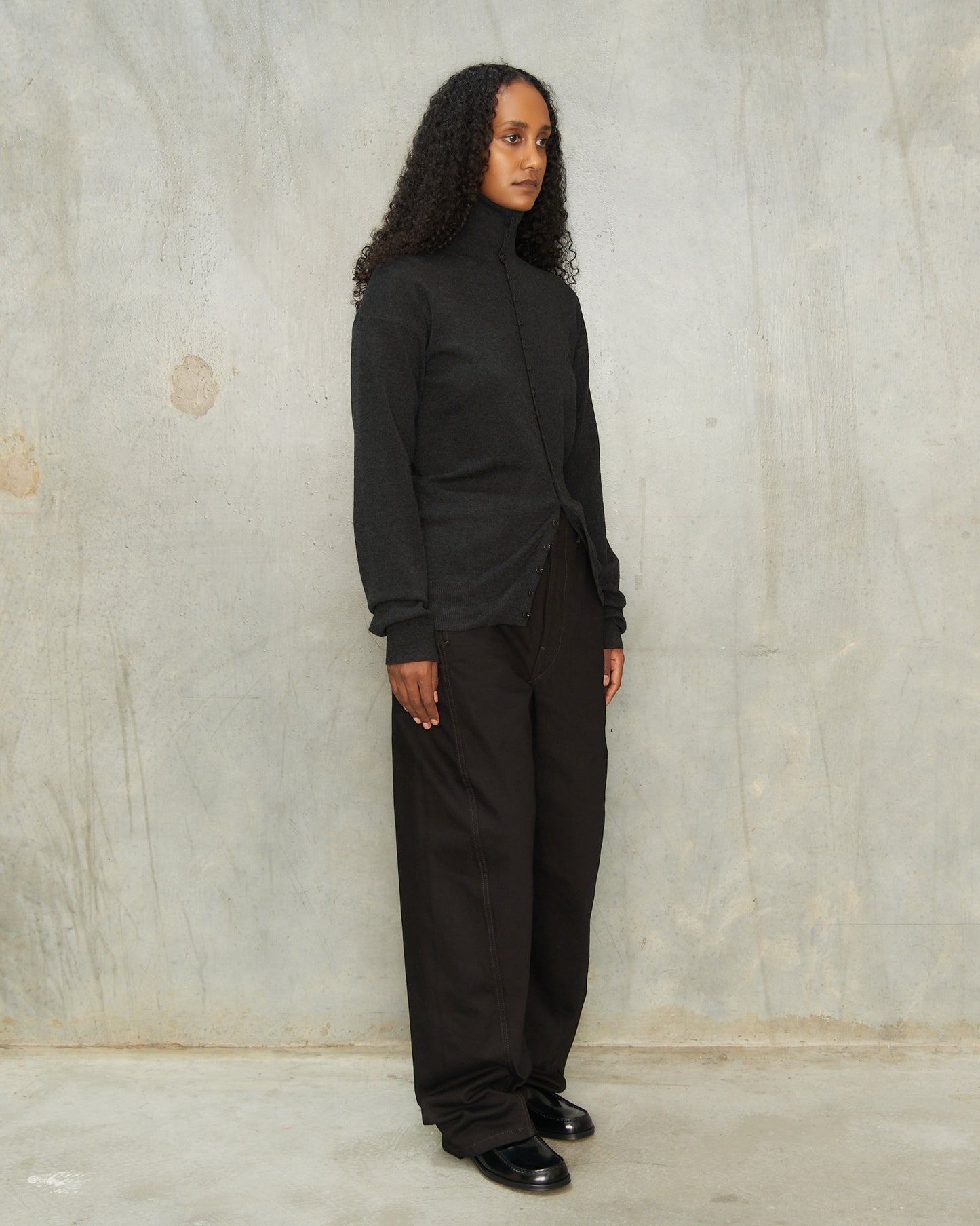 Anthracite Melange Fitted Cardigan