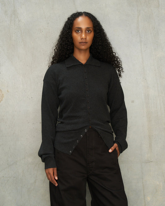 Anthracite Melange Fitted Cardigan