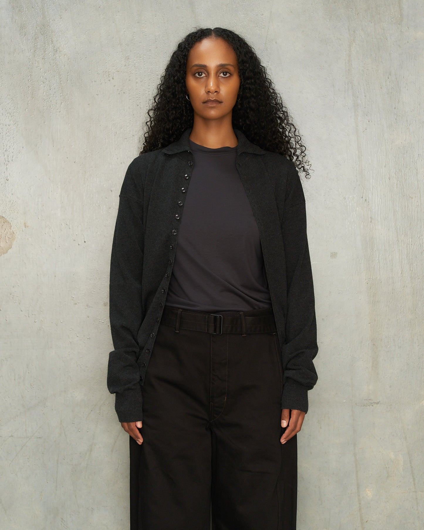 Anthracite Melange Fitted Cardigan