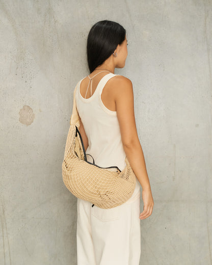 Light Beige Croissant Filt Bag