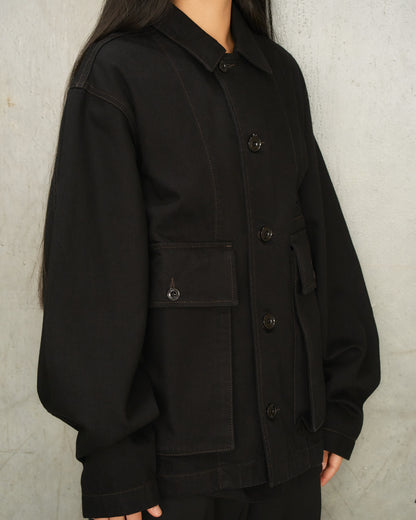 Black Boxy Denim Jacket