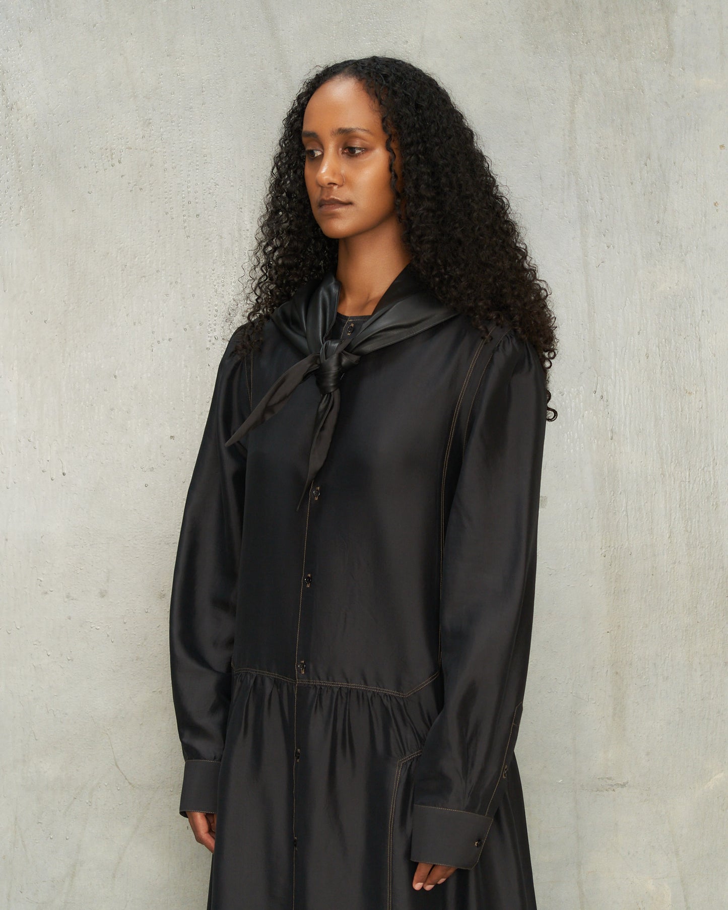 Black Leather Triangle Scarf