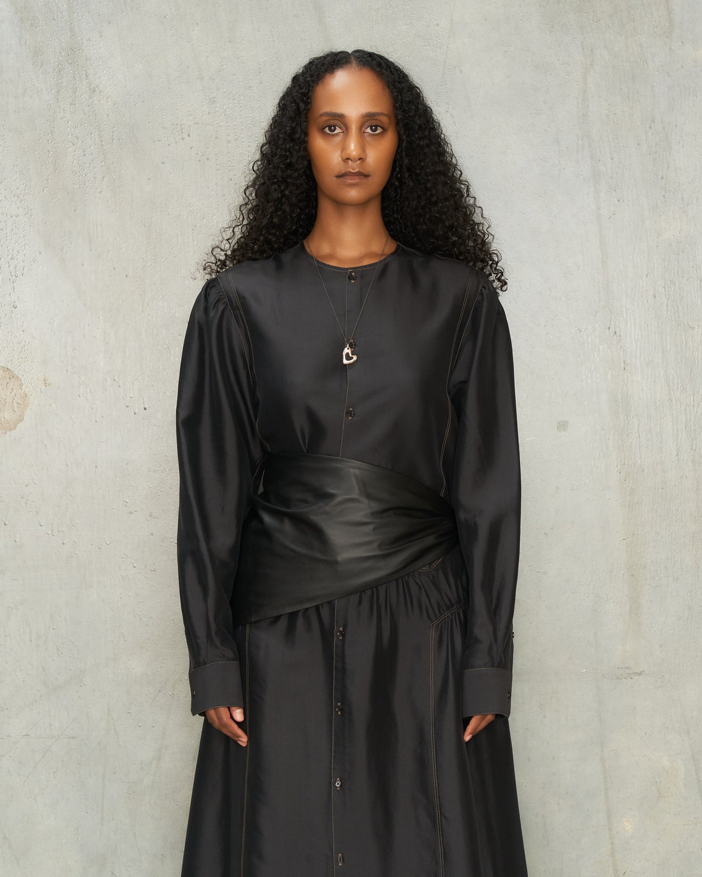 Black Leather Triangle Scarf