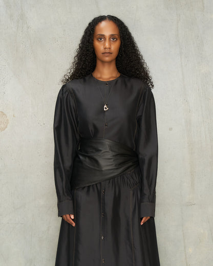 Black Leather Triangle Scarf