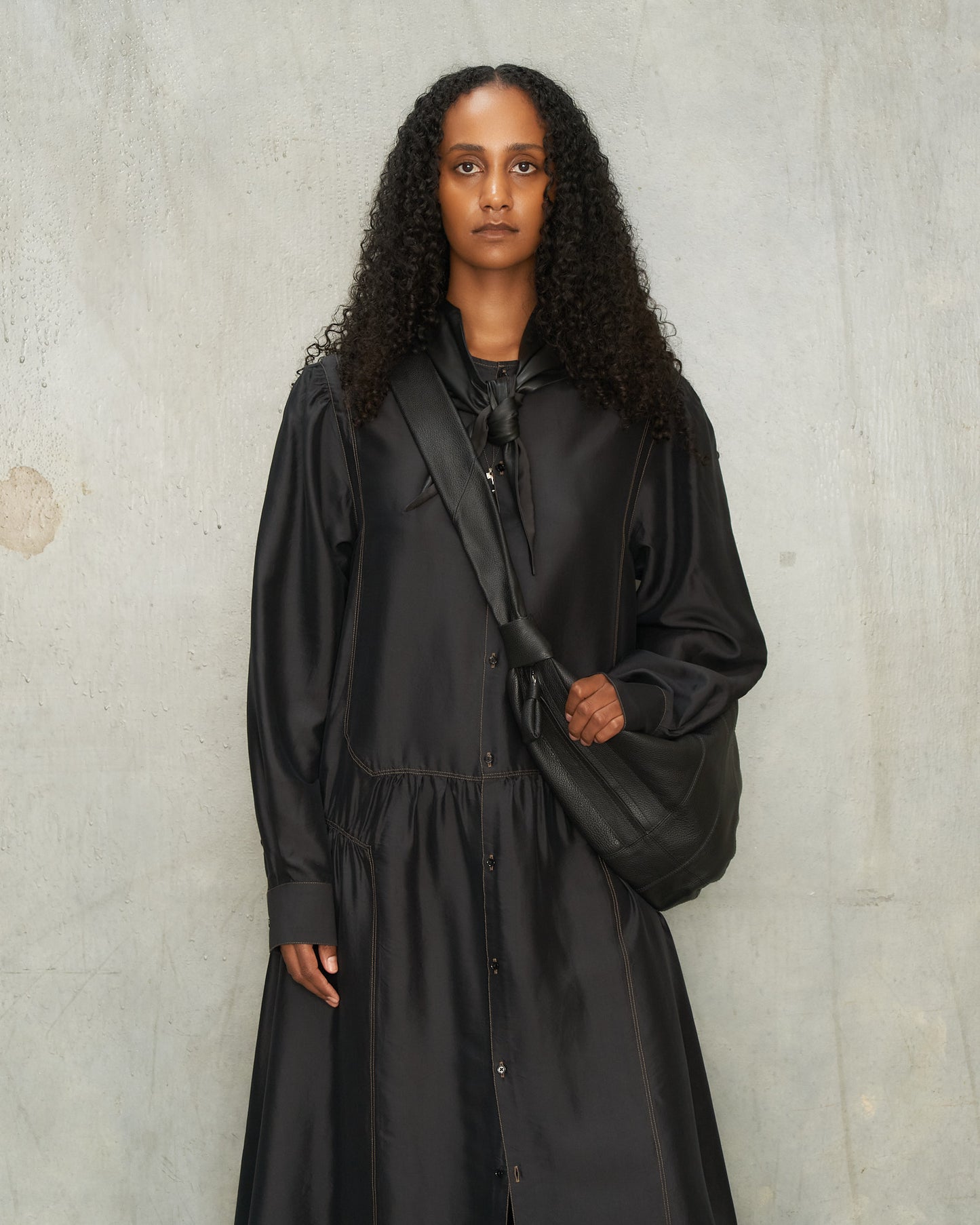 Black Leather Triangle Scarf