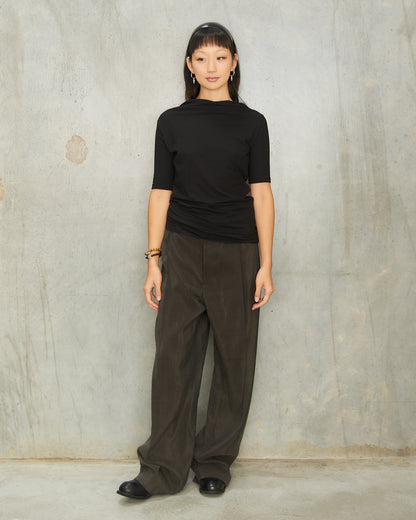 Black Short Sleeve Twisted Top