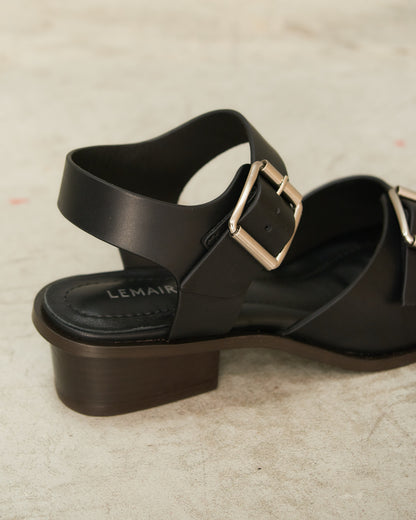 Black Strapped Square Heels