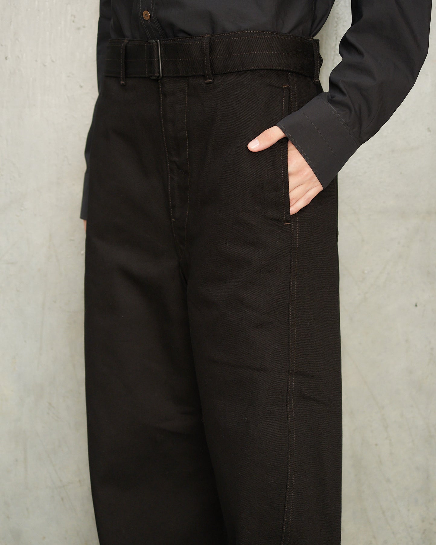 Black Twisted Belted Pants