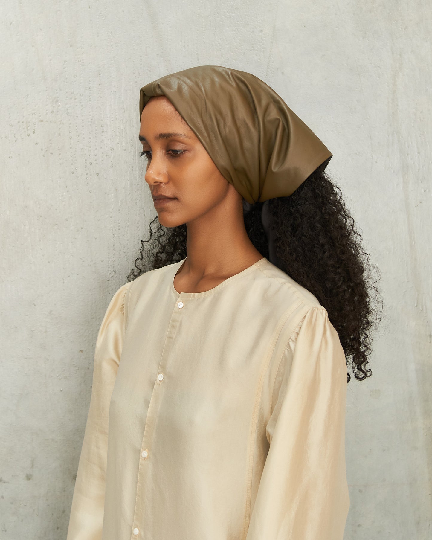 Bronze Leather Triangle Scarf