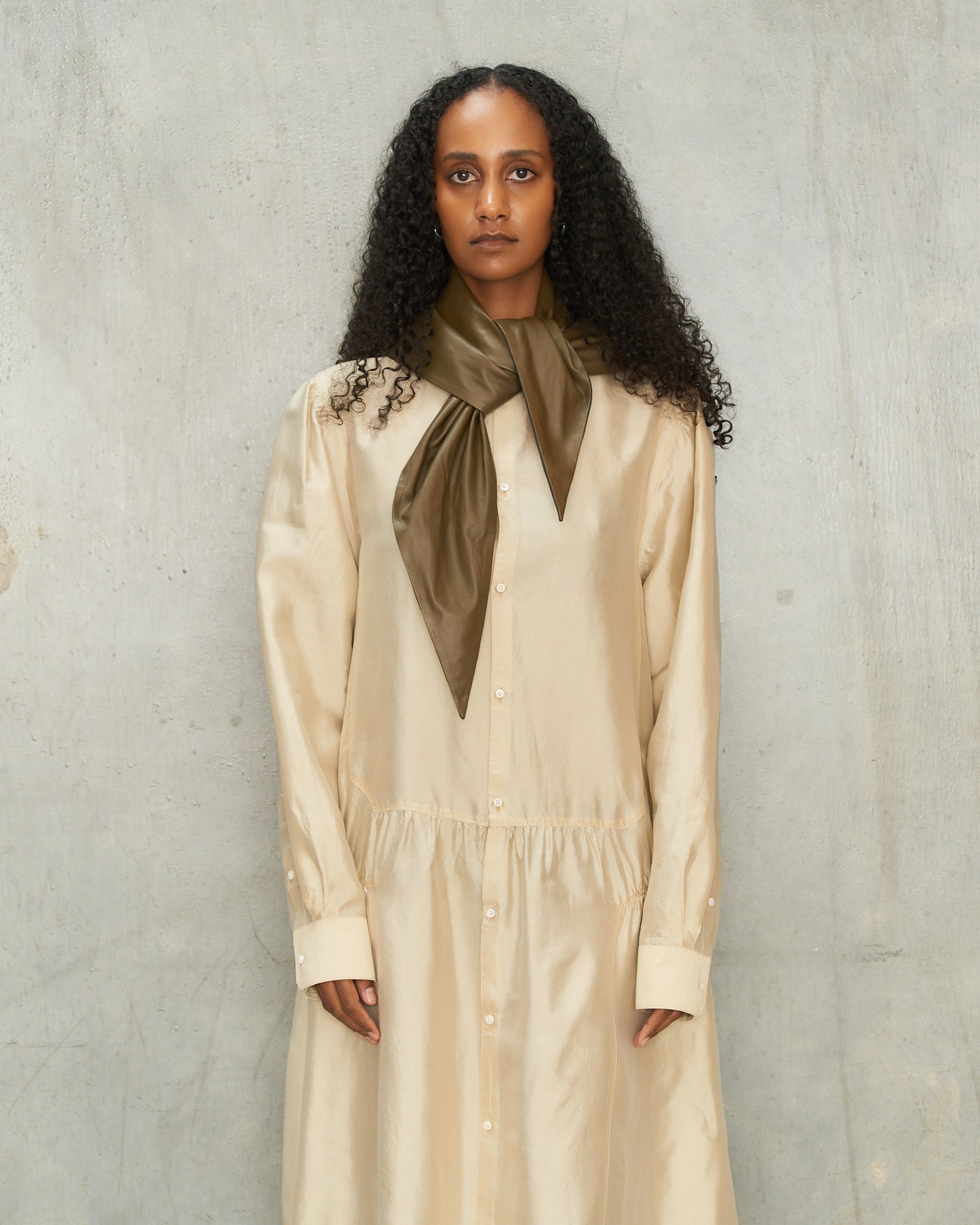 Bronze Leather Triangle Scarf