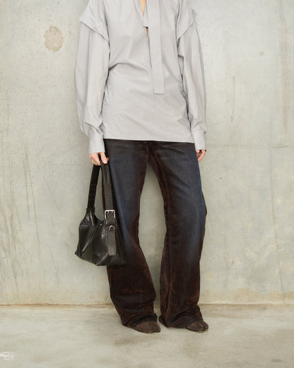 Dark Chocolate Belted Baguette Bag