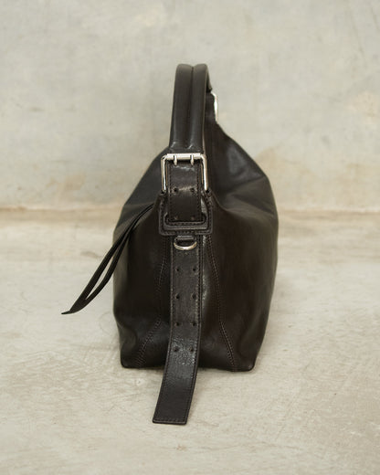 Dark Chocolate Belted Baguette Bag
