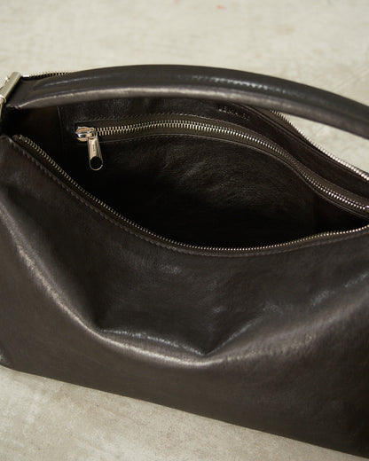 Dark Chocolate Belted Baguette Bag