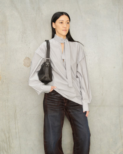 Dark Chocolate Belted Baguette Bag