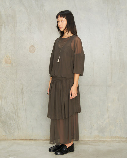 Brown Double Layer Dress