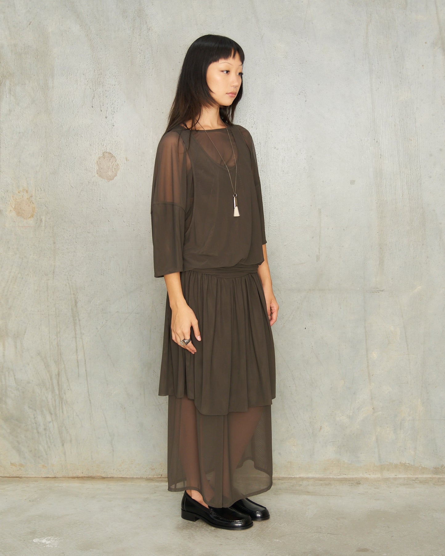 Brown Double Layer Dress