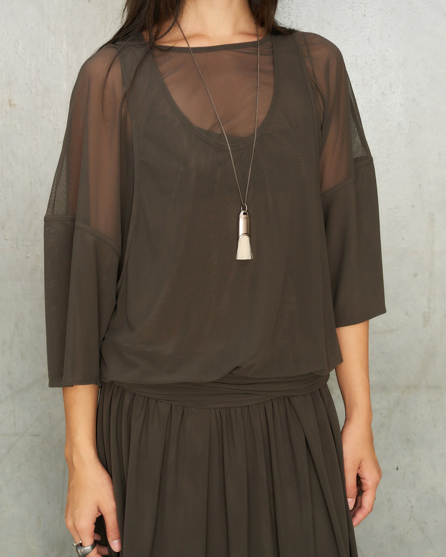 Brown Double Layer Dress
