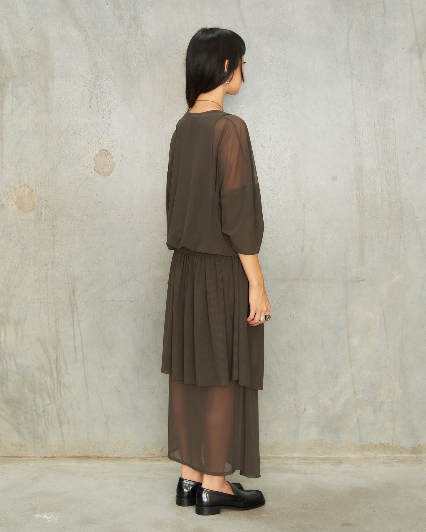 Brown Double Layer Dress
