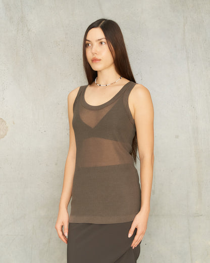 Dark Brown Seamless Ribbed Tank