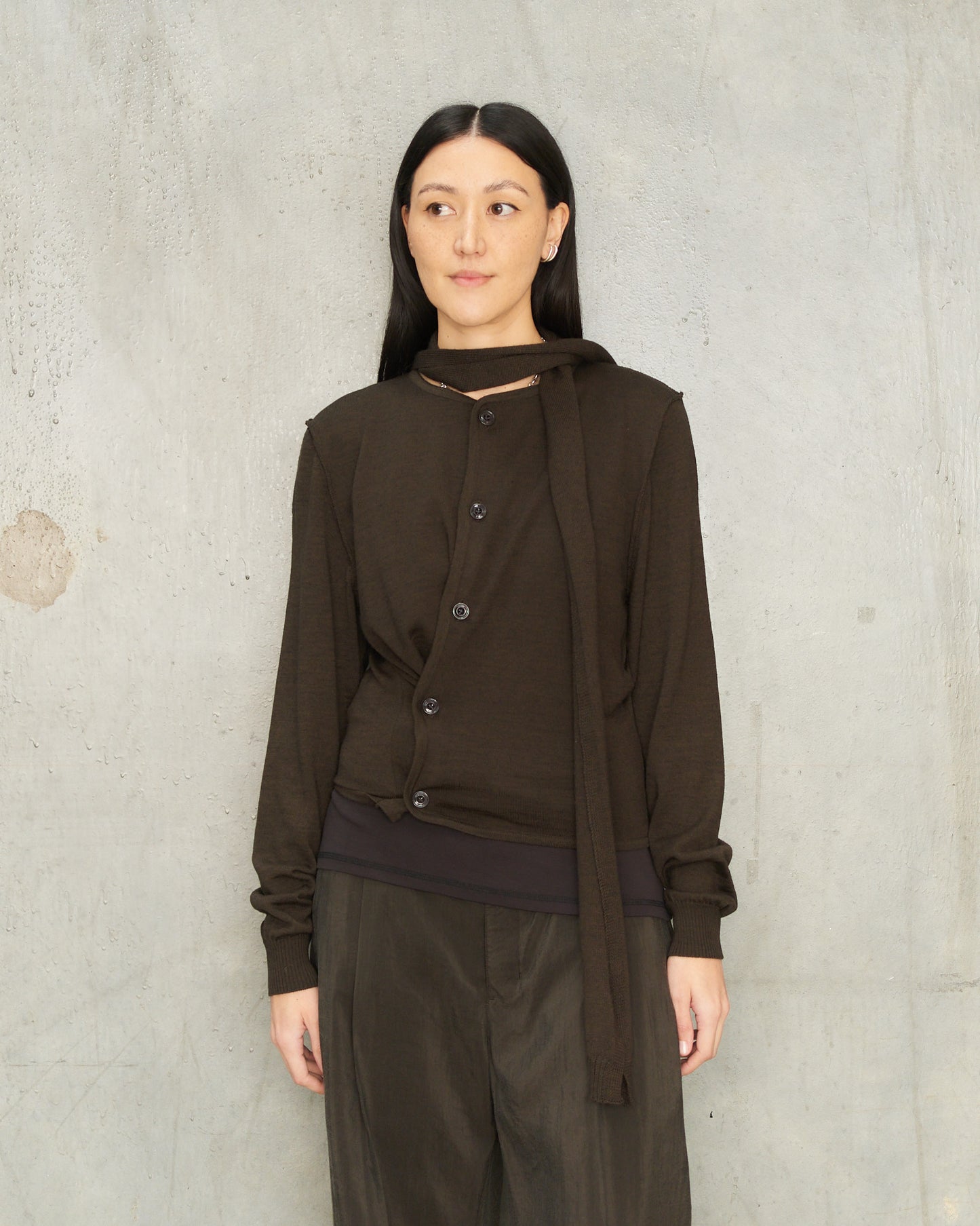 Dark Cacao Twisted Cardigan