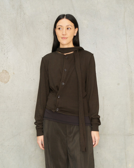 Dark Cacao Twisted Cardigan