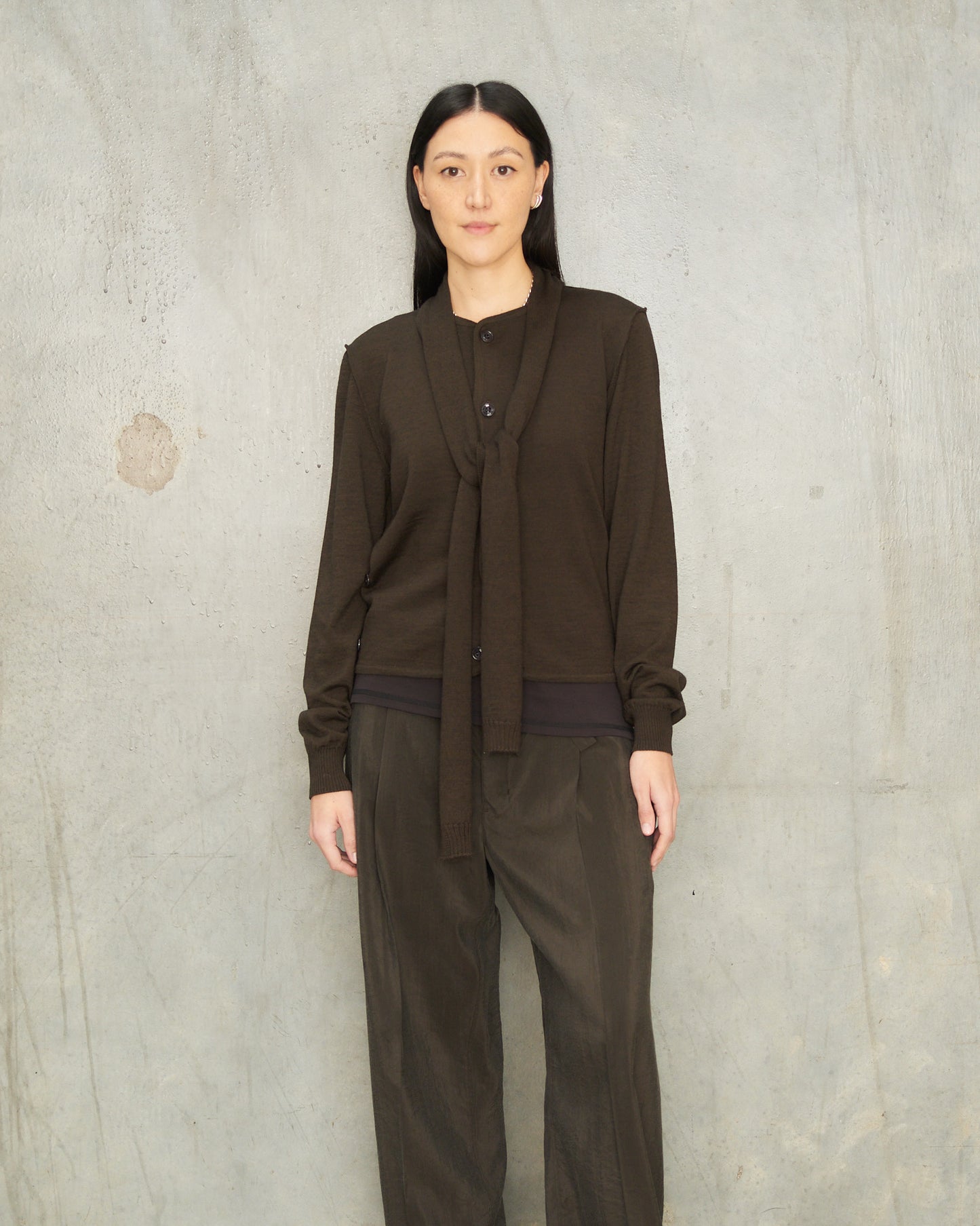 Dark Cacao Twisted Cardigan