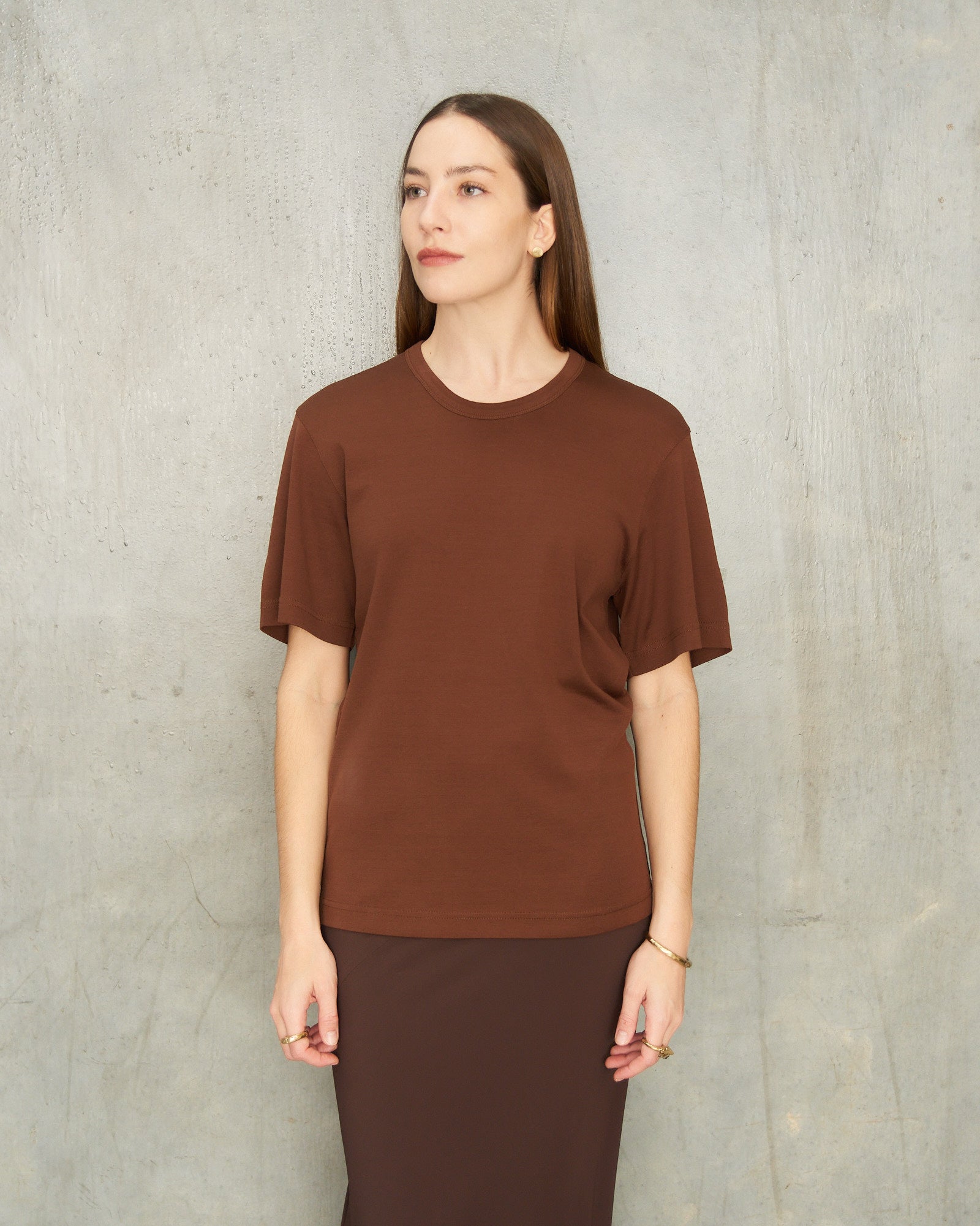 Lemaire Brunette Ribbed T-Shirt Brown TO1440 - DILETTANTE – Dilettante