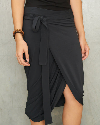 Charcoal Soft Wrap Skirt