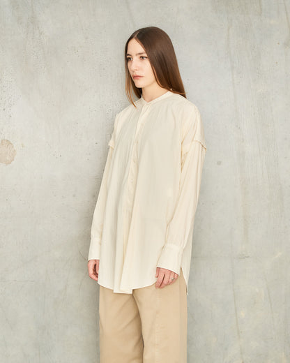 Creamy Half Placket Buttons Shirt