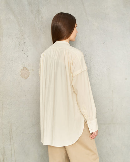 Creamy Half Placket Buttons Shirt