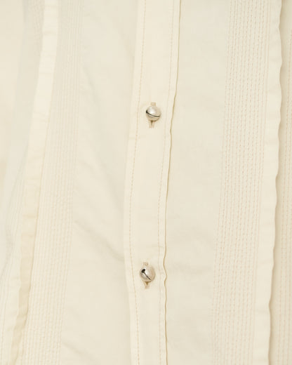 Creamy White Topstitch Fitted Shirt
