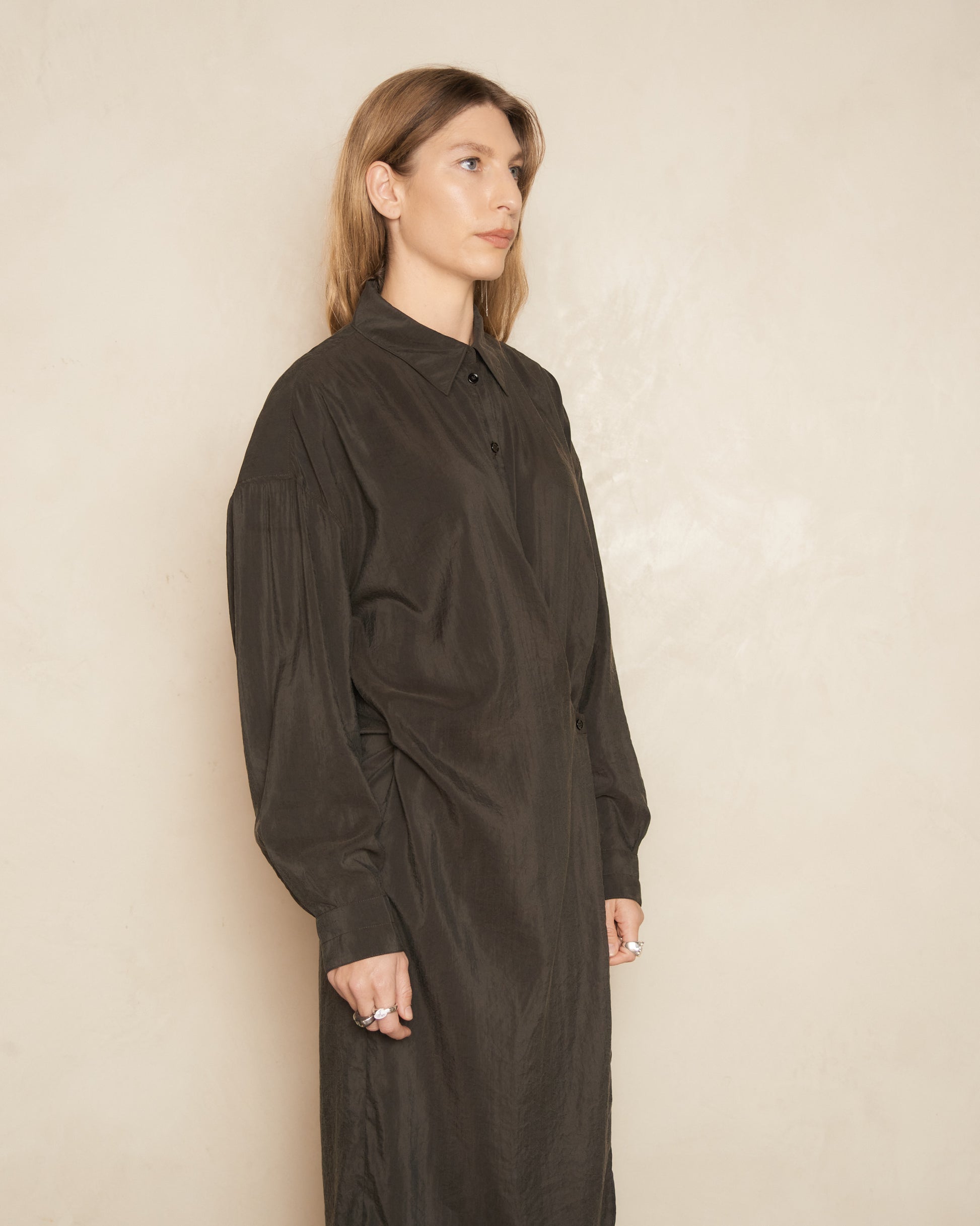 lemaire twisted shirt dress LEMAIRE Twisted Cotton Shirt Dress | White