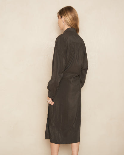 Dark Espresso Twisted Collared Dress
