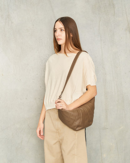 Khaki Laced Medium Croissant Bag
